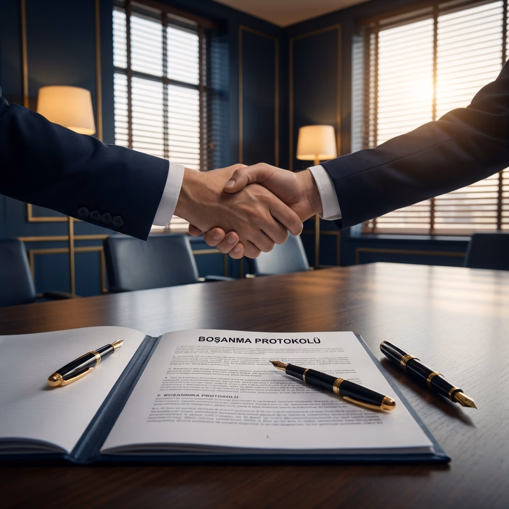 Couple signing papers peacefully