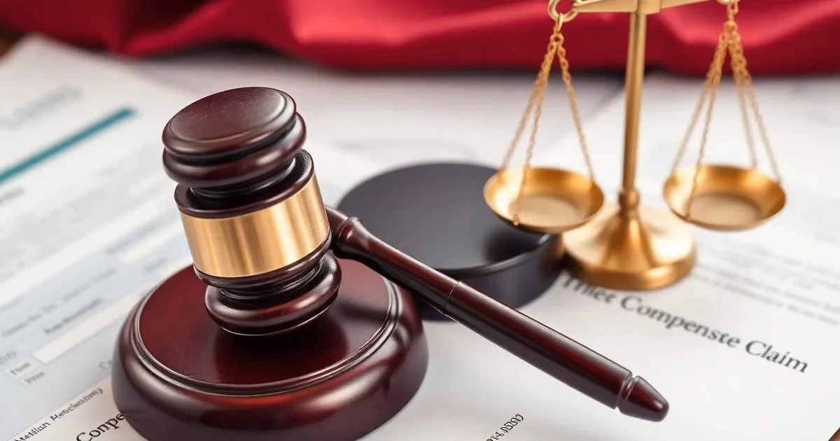 Scales of Justice and medical report representing tort compensation