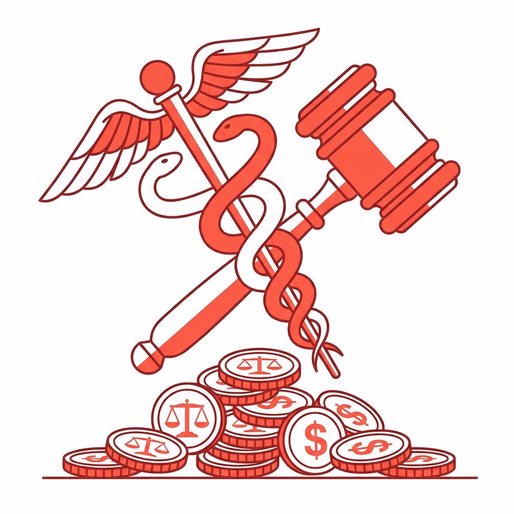 Malpraktis tazminat davası duruşma salonu ve dosya